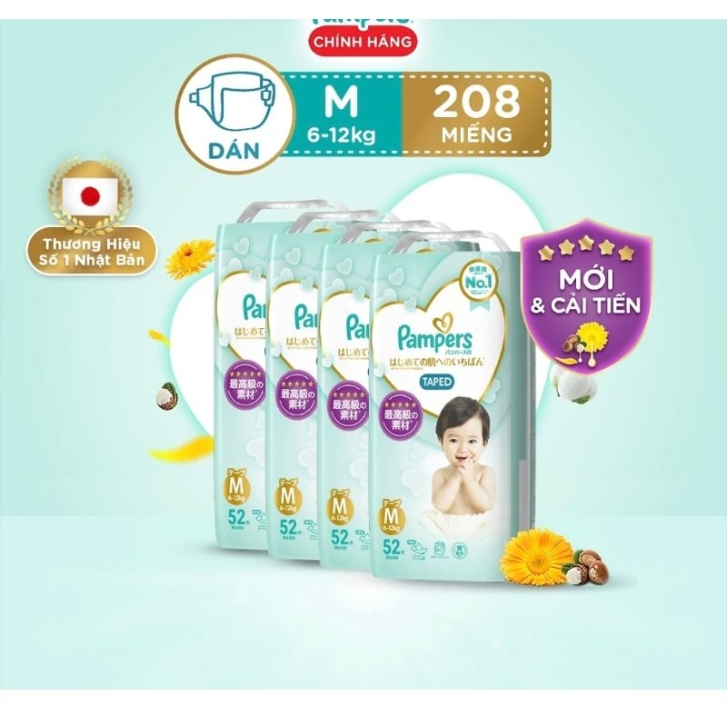 Tã quần dán /Quần Pampers Nội địa nhật M52 M48+4, L36 ,xl36