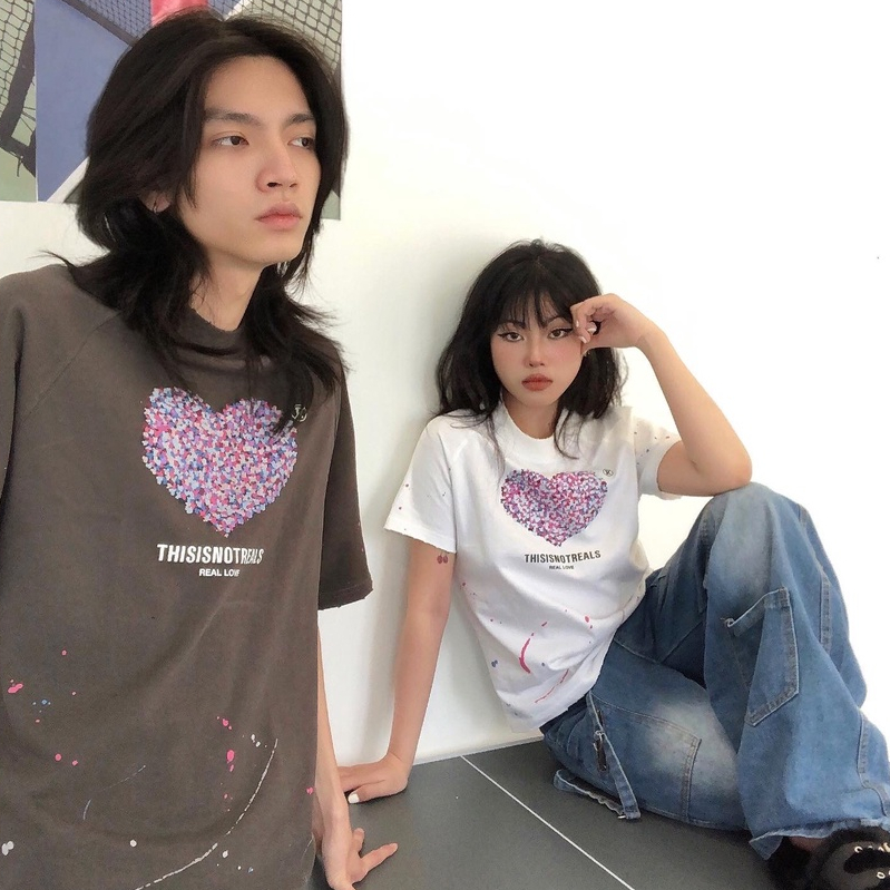 Áo thun Boxy THISISNOTREALS RealLove Wash / Grey