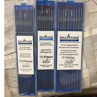 Bộ 10 kim hàn tig 1.6, 2.0, 2.4*175mm đầu đỏ - kim hàn tig inox sắt