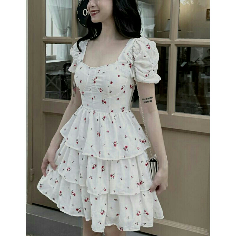 ĐẦM DẠO PHỐ HOA BIG SIZE XẾP TẦNG TIỂU THƯ CHẤT TƠ IN SANG CHẢNH