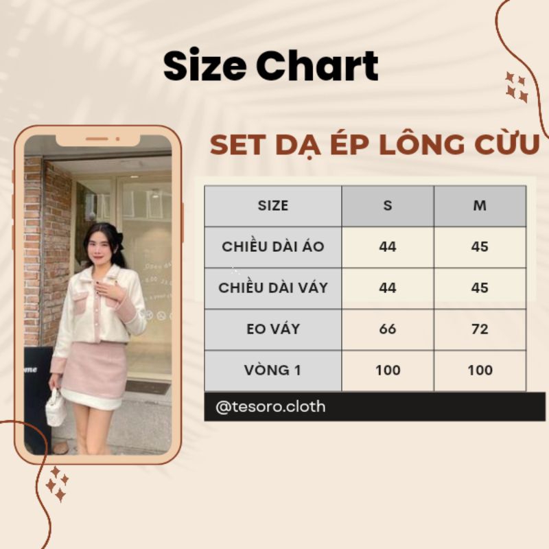 Set Dạ Ép Lông Cừu Cúc Ngọc Mix Chân Váy Chữ A Hàng Thiết Kế Tesoro Clothes