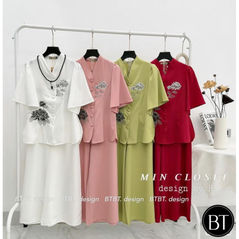 Bộ Lam đi chùa tay loe chất tuyết nhung