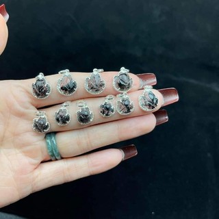 Mặt hồ ly tóc đen bạc ta treo charm