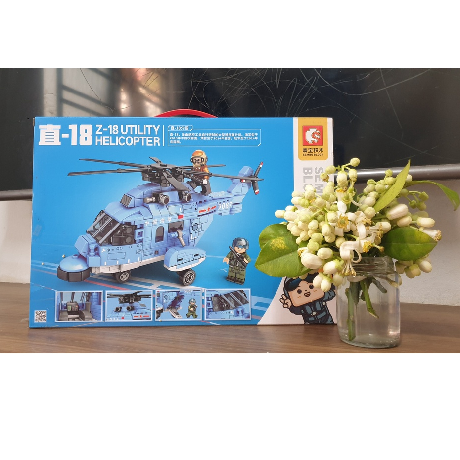 Đồ chơi lắp ráp Máy bay trực thăng Z-18 202038 mô hình tĩnh