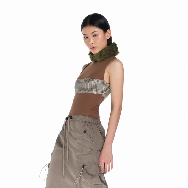 Áo voan nâu caro HeartBurn