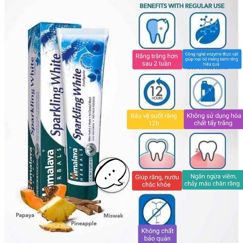 💕⚘ Kem đánh răng TRẮNG SÁNG LẤP LÁNH _ Himalaya sparkling white toothpaste 100g ⚘💕