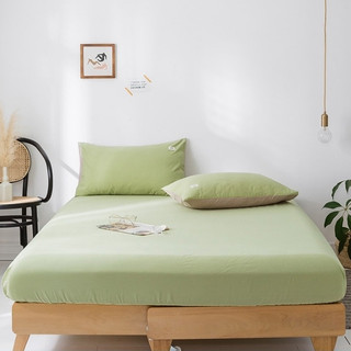 Bộ ga gối cotton tici ga trải giường và 2 vỏ gối ETAMI BEDDING trơn màu xanh bơ miễn phí bo chun cho ga trải giường