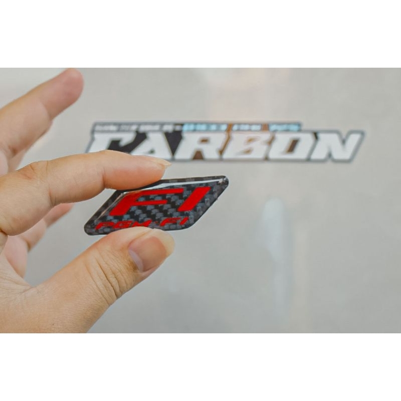 Tem Dán FI Đỏ Đúc Vải Carbon Fiber 100% Cao Cấp
