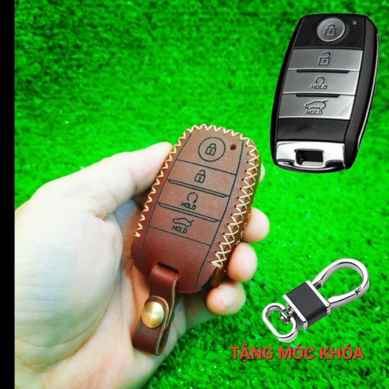 Bao da chìa khoá KIA Seltos 2023, Sonet luxury, Premium, New Carens, Caren ( 4 nút)