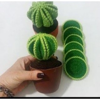 chậu hoa sương rồng len handmade