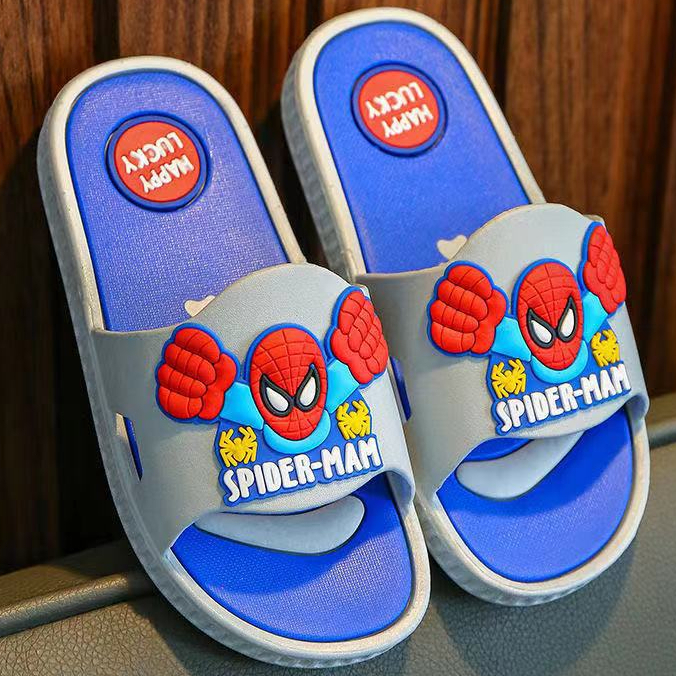 Dép Lê Cho Bé, Dép Bánh Mì Hình Người Nhện, Dép Siêu Nhân Chống Trơn Trượt, Dép Đẹp Màu Xám Cho Bé Trai Từ 3-11 Tuổi