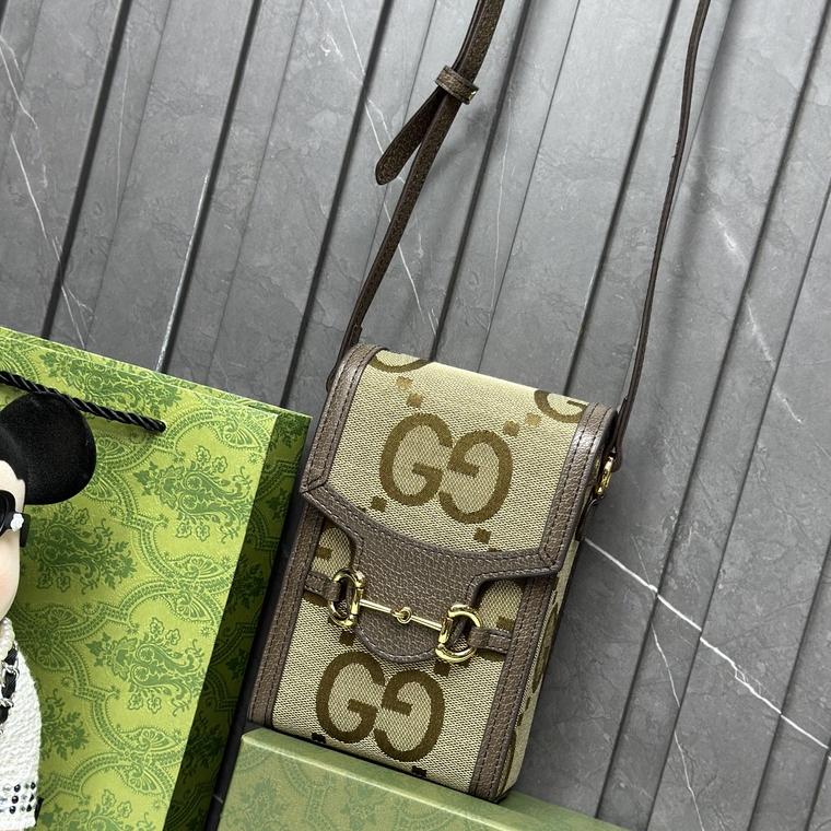 Túi đeo chéo Gucci mini nâu họa tiết GG to fullbox bill thẻ LA on web
