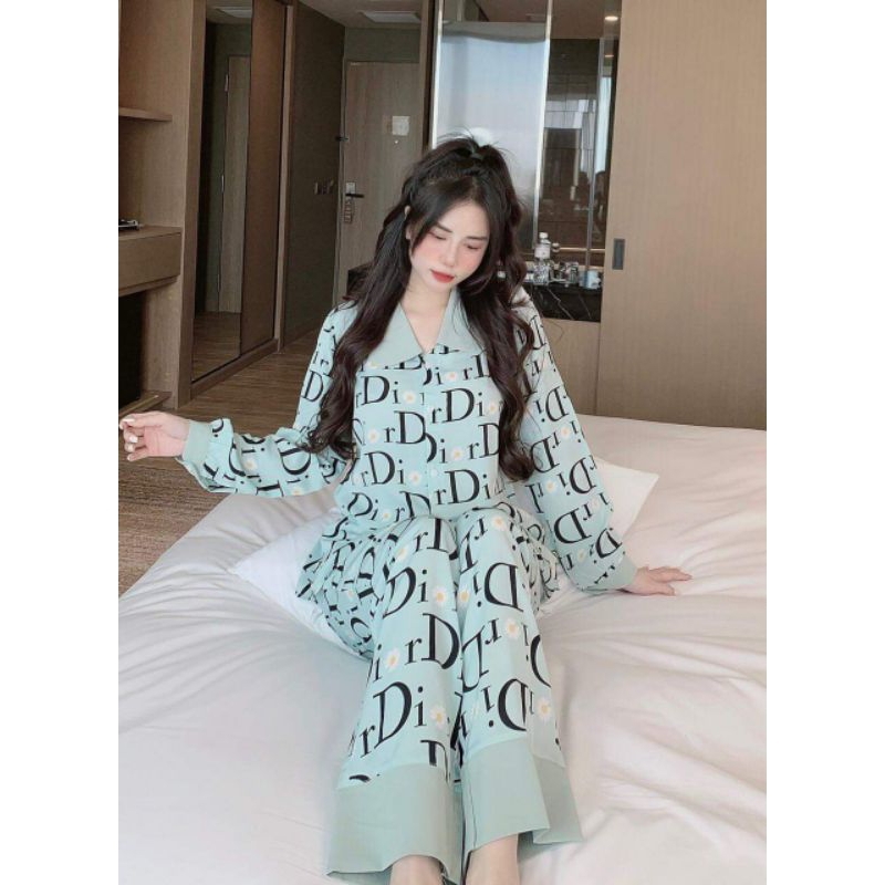 Đồ Bộ Mặc Nhà, Đồ Mặc Ngủ Pijama Mango Tay Dài Cổ Sen