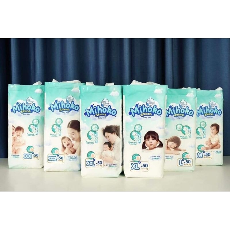 Bỉm Mihoko dán/quần S50/M50/L50/XL50/XXL50/XXXL50/XXXXL50