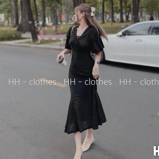 Đầm Ren Tay Phồng Đuôi Cá - D22138