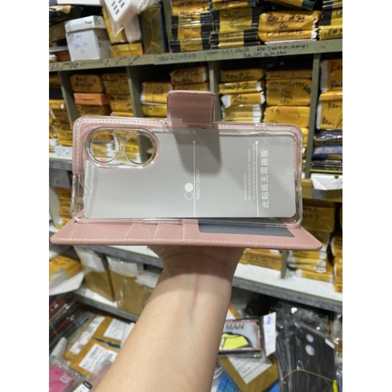 Bao da Oppo Reno 8T 5G dẻo da hai mặt có thất rài có ngăn nhét thẻ car