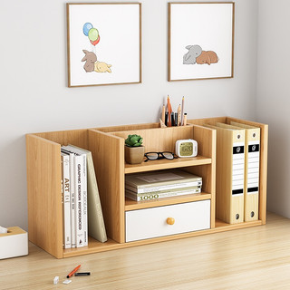 Kệ sách gỗ để bàn nhiều ngăn kèm ngăn kéo decor góc làm việc GP258