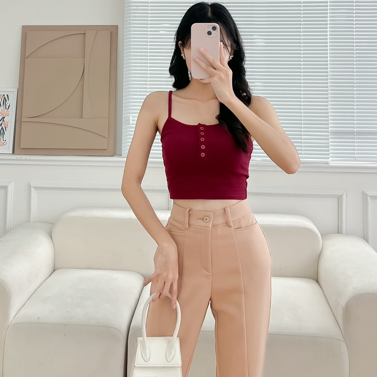 Áo croptop Hai Dây mùa hè Button Tank Top Miều Est.2013