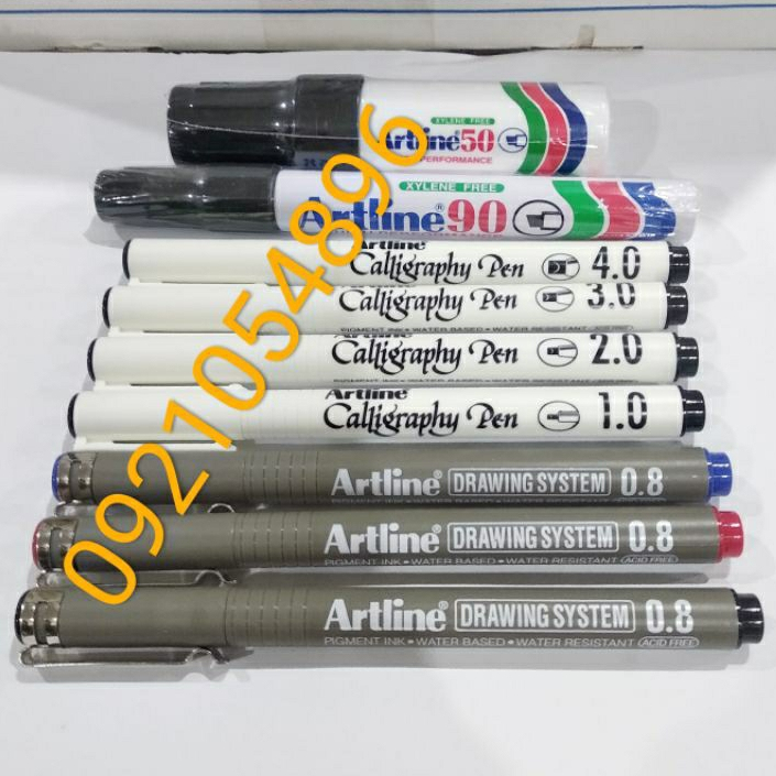 Bút tham mưu đệm màu vẽ kí hiệu tham mưu chống lem, Artline, 0.8mm xanh - đỏ - đen