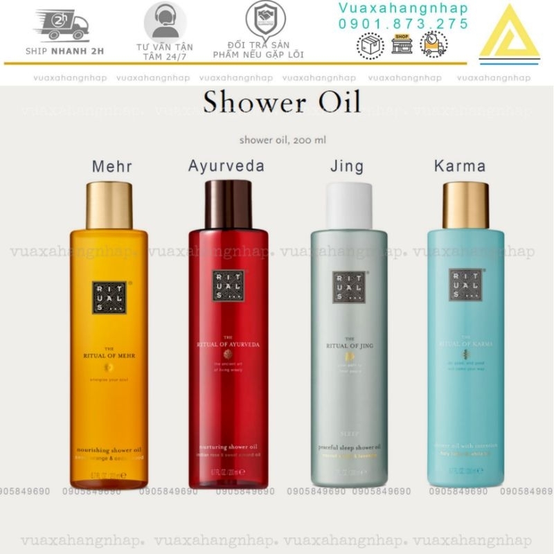 Dầu tắm Rituals shower oil với 5 mùi hương size 200ml