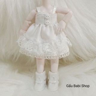 Váy đầm phối ren viền cho búp bê