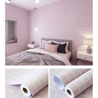 Decal giấy dán tường kẻ carô phong cách hàn quốc