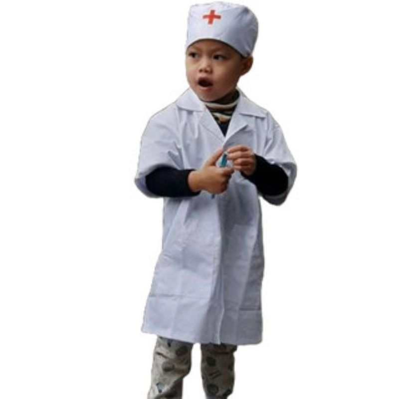Áo Bác Sĩ Cho Bé Tập Làm Bác Sĩ Tương Lai Tặng Kèm Nón