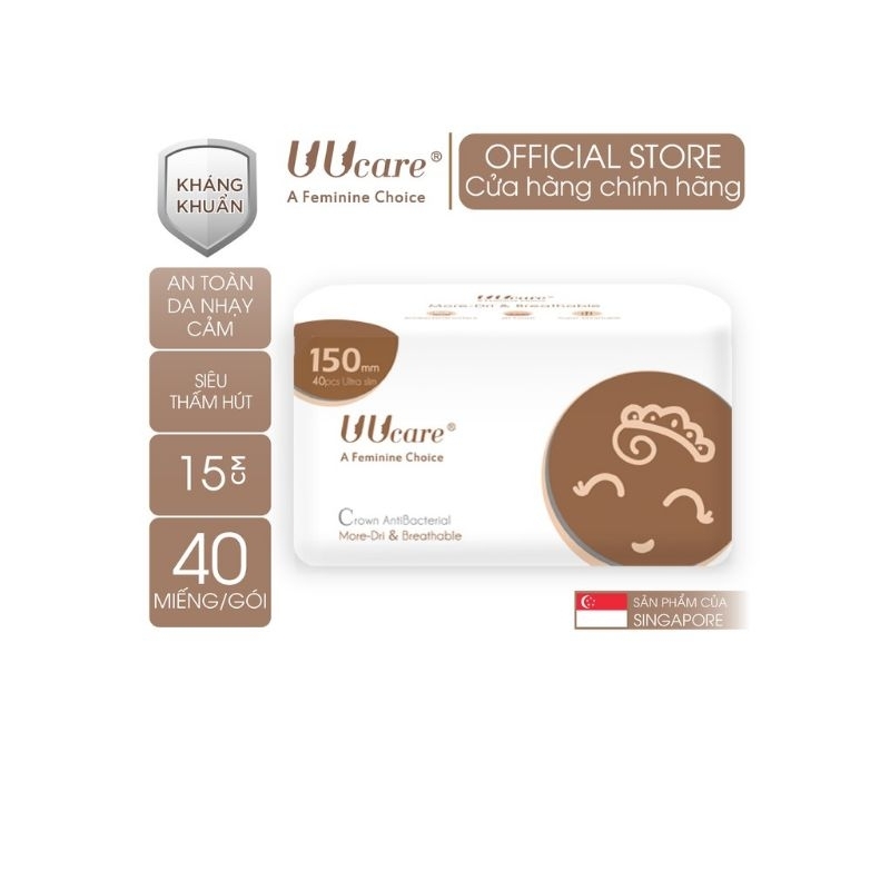 Băng vệ sinh hàng ngày  UUcare Crown Antibacterial hàng ngày 15cm ( 40 miếng/ gói).