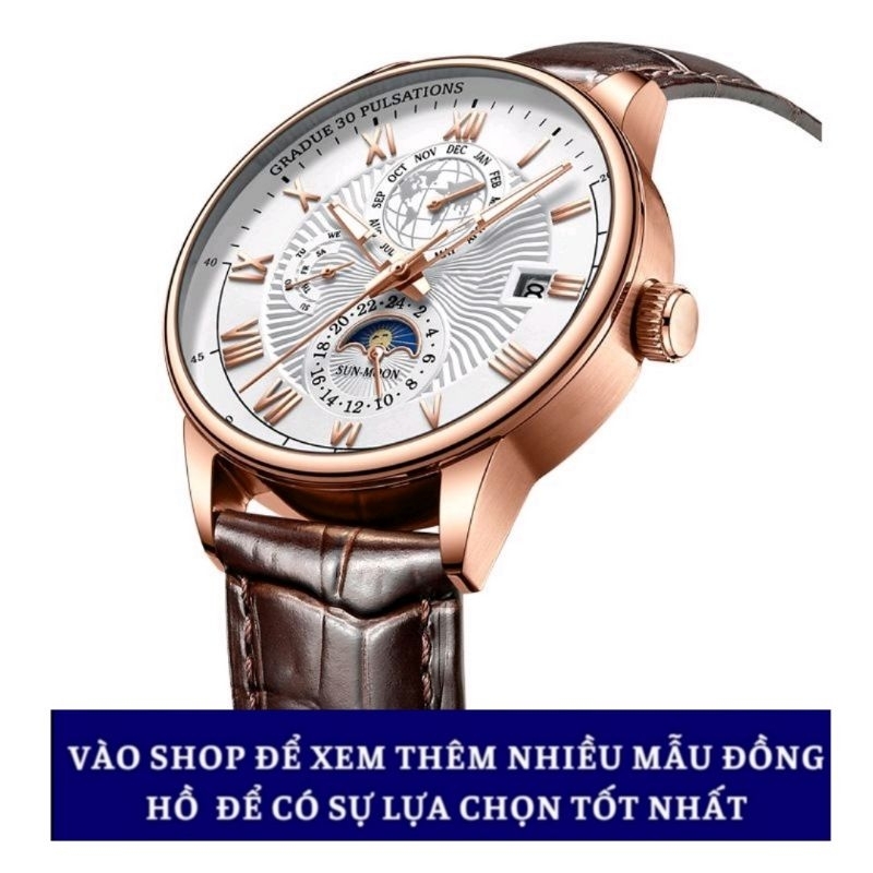 Đồng hồ nam Poedagar P908 chính hãng dây da chống thấm nước thời trang cao cấp - Size 40mm