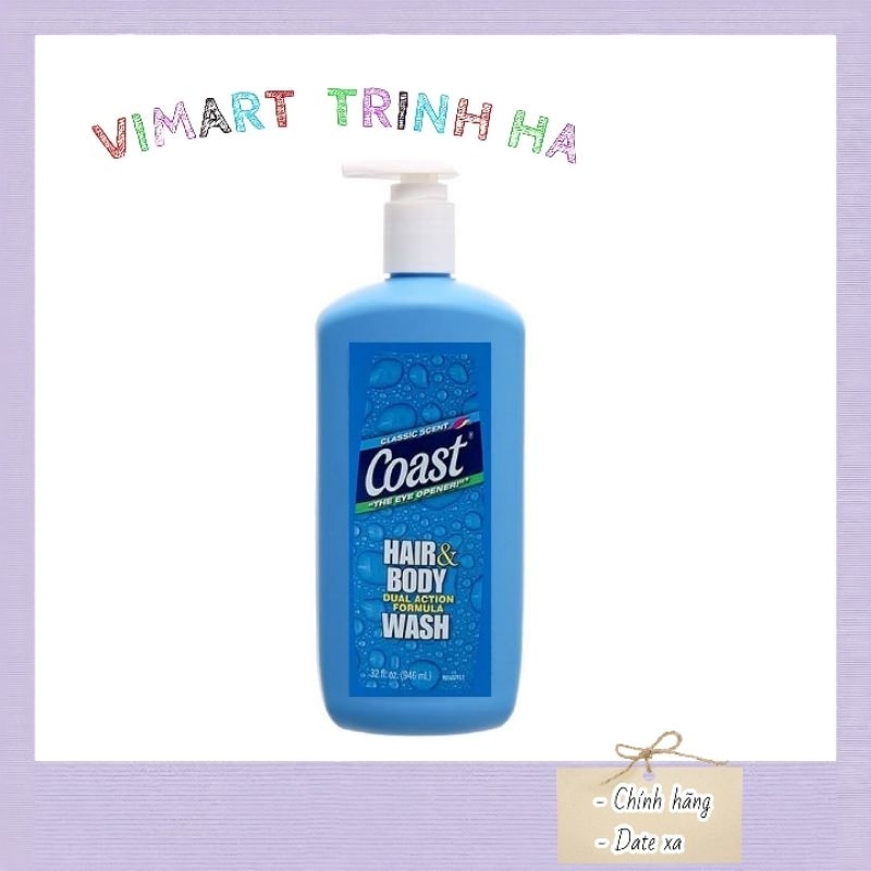 Sữa tắm gội Coast Classic Scent Hair & Body Wash 2in1 dành cho nam Mỹ 946ml