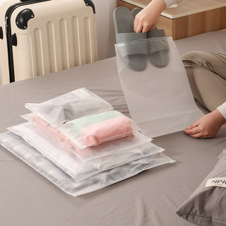 Combo 5 túi zip lụa mờ đựng quần áo, giày dép mỹ phẩm đi du lịch có khóa kéo