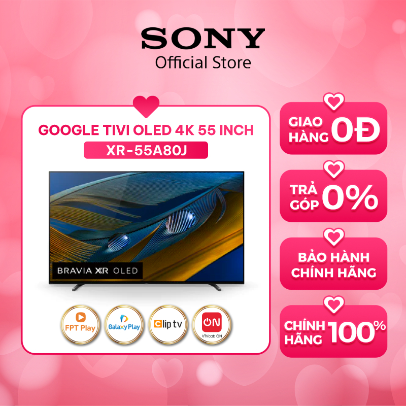  Google Tivi OLED Sony 4K Ultra HD 55 inch XR-55A80J - Miễn Phí Lắp Đặt