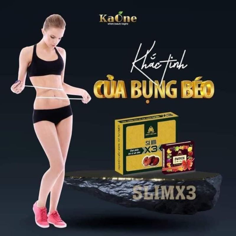 GIẢM CÂN SLIM X3 ĐÔNG Y MỘC LINH hộp 30 viên Tặng ngay  Detox đốt mỡ ban đêm