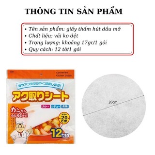 12 Miếng Giấy Thấm Dầu Mỡ Thức Ăn, Đồ Chiên