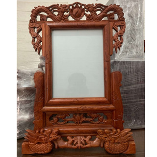 Khung ảnh thờ chạm rồng gỗ hương