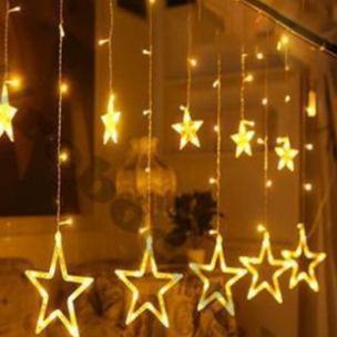 Dây đèn led thả rèm sao vàng/đủ màu 4m trang trí tết, led trang trí noel, trang trí ngoài trời, led màn sao