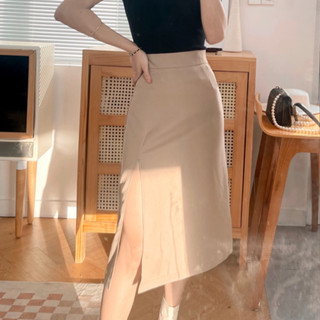 Chân váy khoá kéo xẻ tà trendy SALOM Shp018