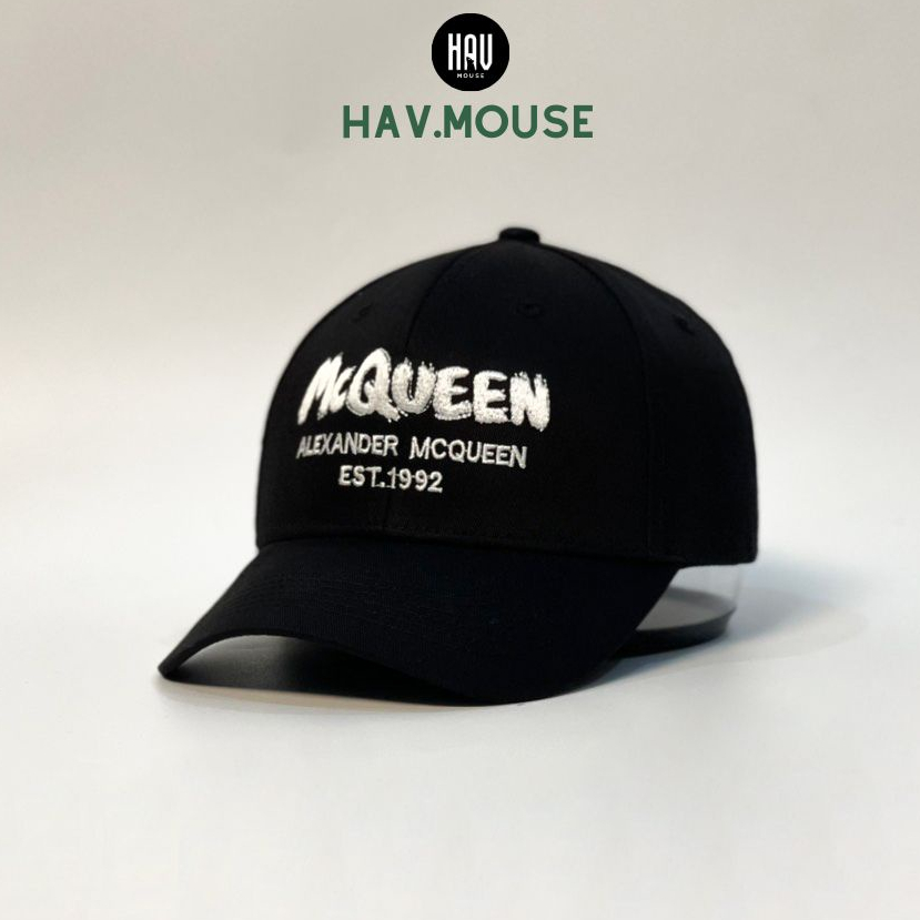 Mũ lưỡi trai nón kết McQueen đen logo thêu 3D nổi siêu hot dành cho nam nữ
