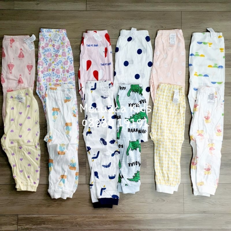 Quần ngủ lẻ dài mặc nhà thu đông cotton giấy/thông hơi cho bé trai bé gái nhiều mẫu xuất Hàn dư xịn