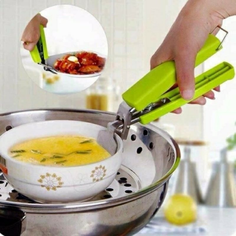 Kẹp gắp đồ đa năng chống nóng chóng trượt chất liệu INOX cán nhựa xanh