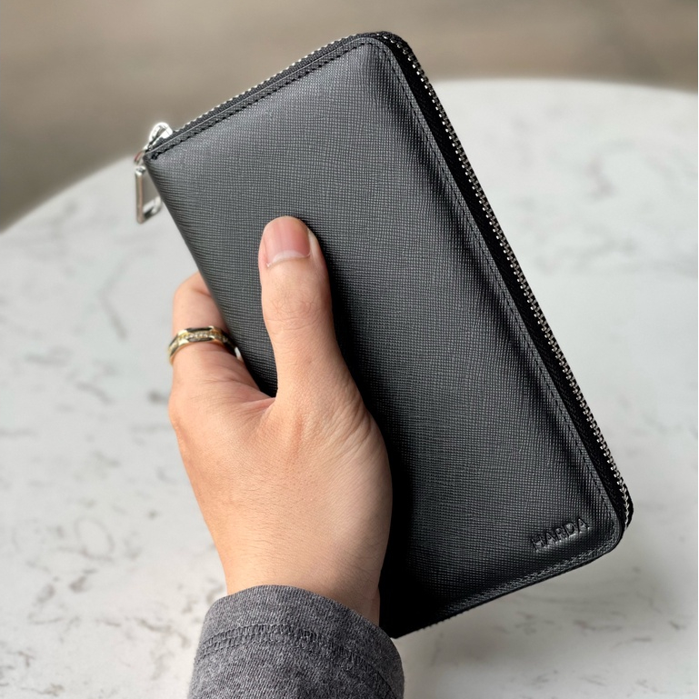 Ví khóa Harda Cầm Tay Da Cao Cấp Saffiano Phiên Bản Nâng Cấp