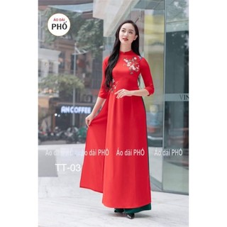 ÁO DÀI THÊU HOA TÂY THI