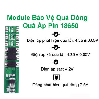 Module Bảo Vệ Quá Dòng Quá Áp Pin 18650 3.7V 7.5A 1S