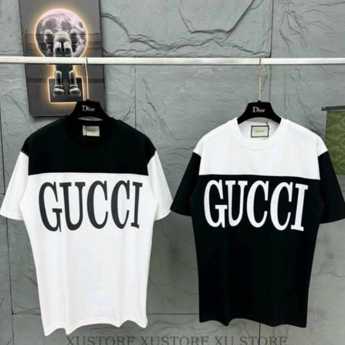 Áo thun Gucci phối màu nam nữ cao cấp chất cotton mềm mịn hot 2023