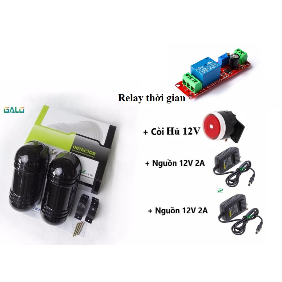 FULL Bộ Hàng rào hồng ngoại chống trộm ABT 100 150 Mét kèm 02 Nguồn 2V2A, 01 loa báo, Relay