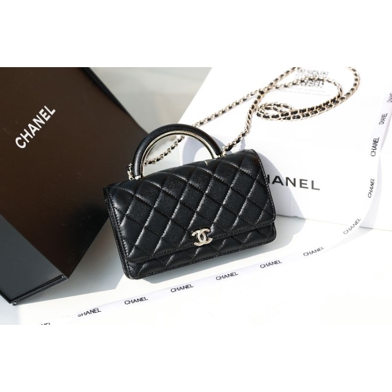 Túi xách nữ C.N WOC quai xách kim loại pha da sz19cm da bò 100% sang chảnh dã man fullbox nam châm