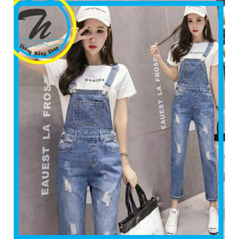 Yếm Jean Dài, Có Túi, Ống Ôm