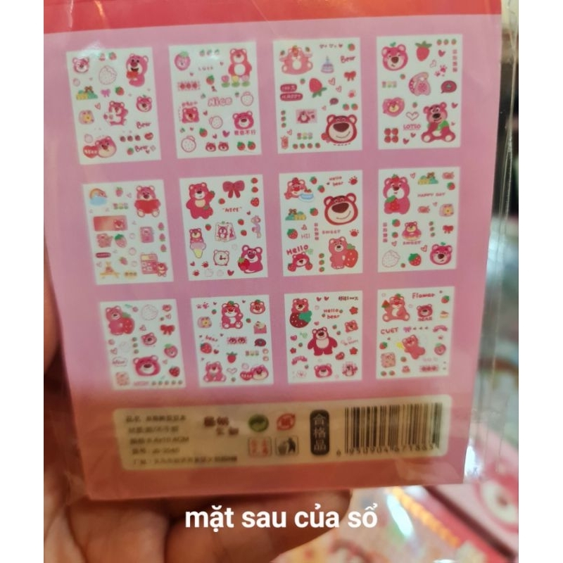 Bộ 24 trang sticker gấu dâu xinh xắn tặng kèm cây miết size 10.4cm mã JQ-2040 (Sổ tay hình dán)