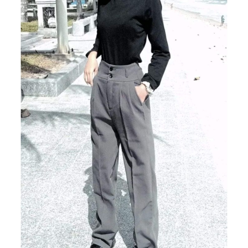 Quần kaki suông lưng cao 2 nút DQ054