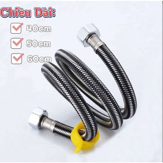Dây cấp nước bồn rửa lavabo bồn cầu vòi nước rửa chén lạnh tán Inox 40cm, 50cm, 60cm có tán nhựa vặn tay